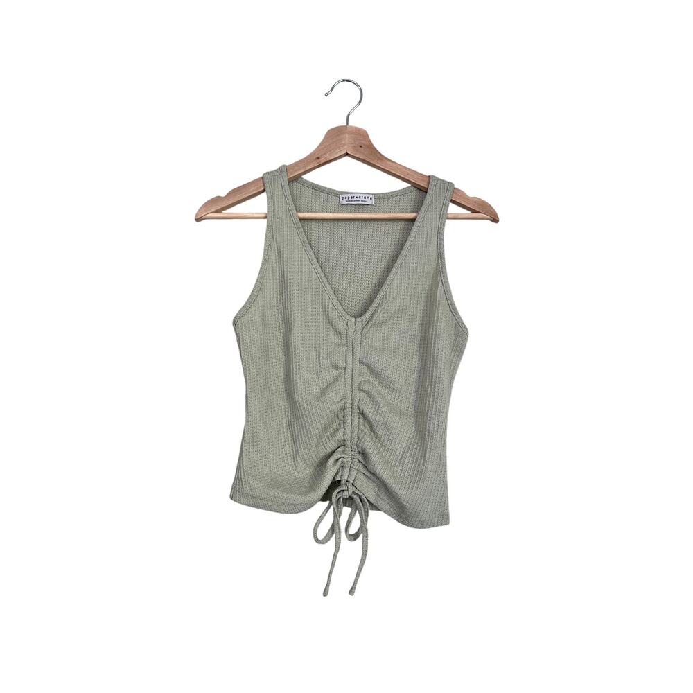 Anthropologie Paper Crane Light Green Waffle Knit Tank Top XS Fairy